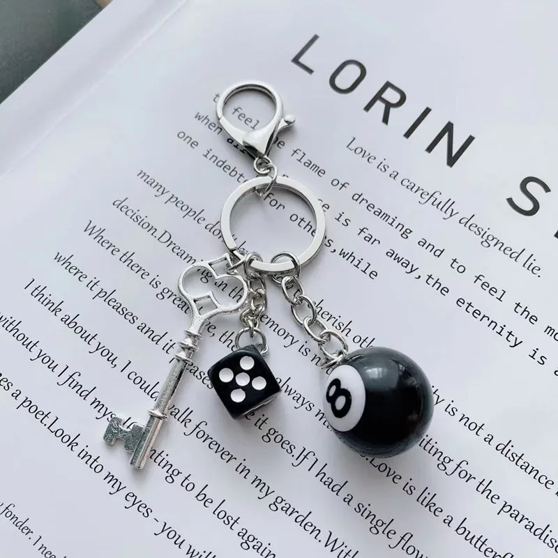 البلياردو الأسود رقم 8 المفاتيح الإبداعية اكسسوارات الديكور الجدول الكرة قلادة المفاتيح الصغيرة قلادة DIY بها بنفسك الهدايا الزخرفية الإكسسوارات #5