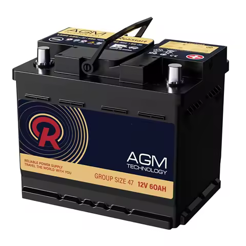 AGM Battery BCI Group 47 Car Battery-12v 60Ah H5 Size 47 Automotive Battery, 12V Battery Start and Stop, Customized