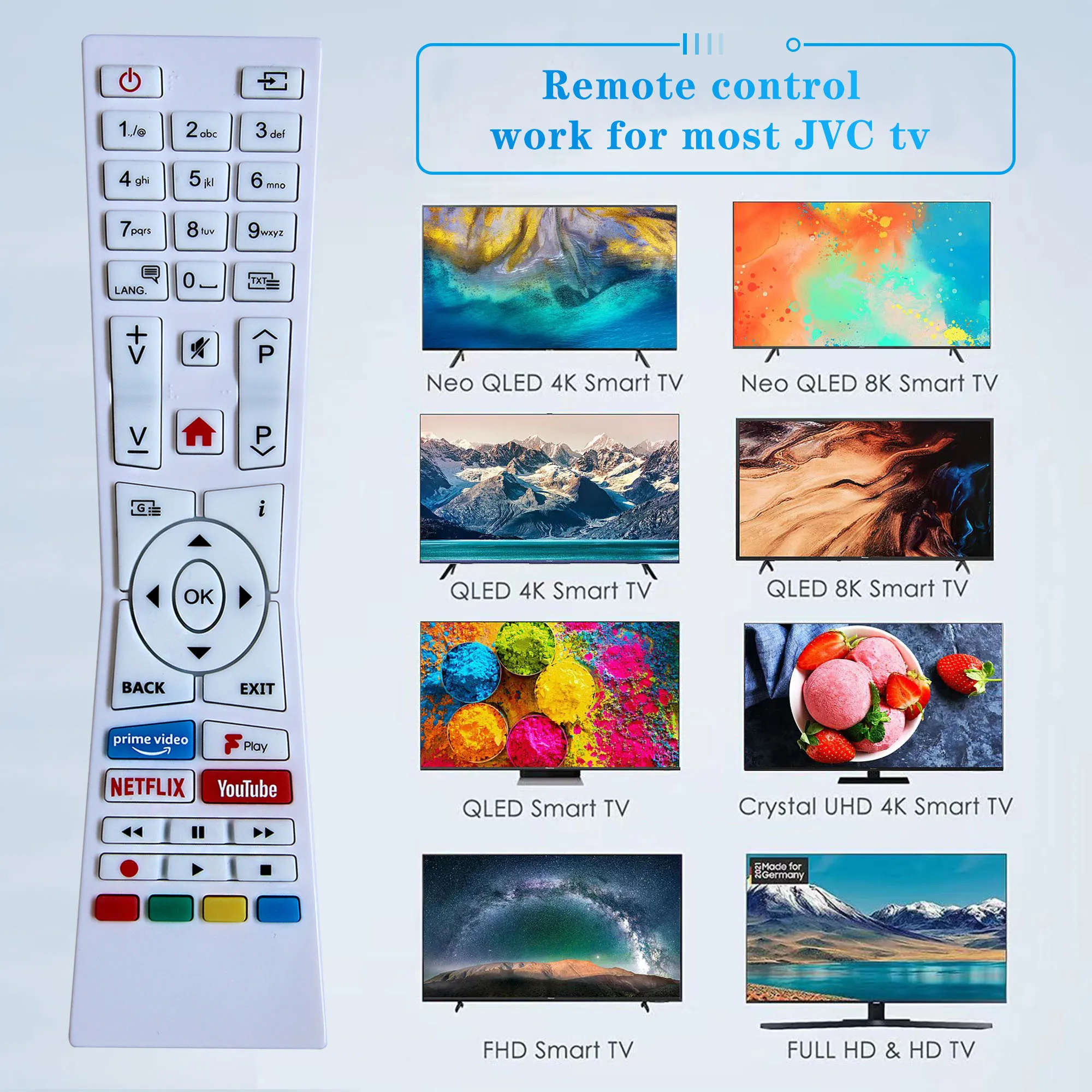 Universal Replacement RM-C3339 Remote Control for Jvc Smart TV LED 4K