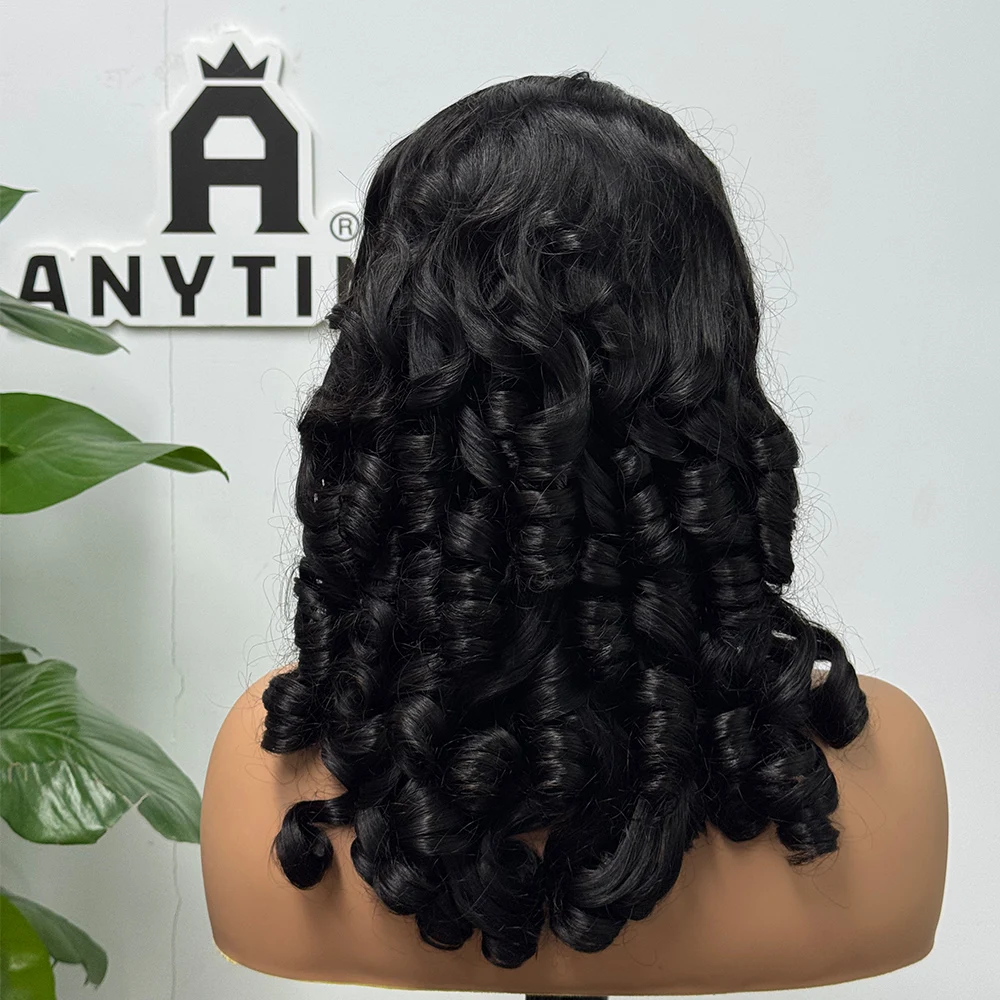 300 Density Loose Wave Fumi Bouncy Curly Wigs Double Drawn Hair Wigs 100% Human Hair13x4 HD Lace Frontal Wigs