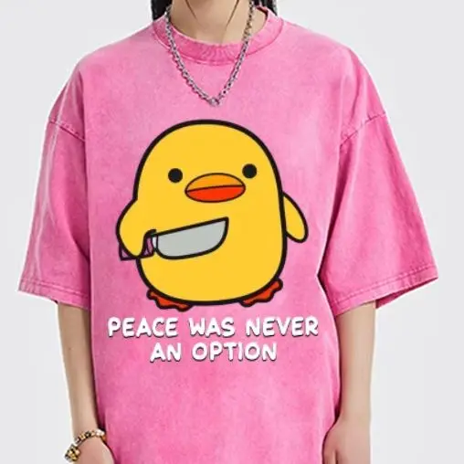 

Vintage Snowflake Washed T Shirt Yellow Duck Y2k Women's T-shirt Casual O-Neck Harajuku Washed Cotton Short Sleeved Tops