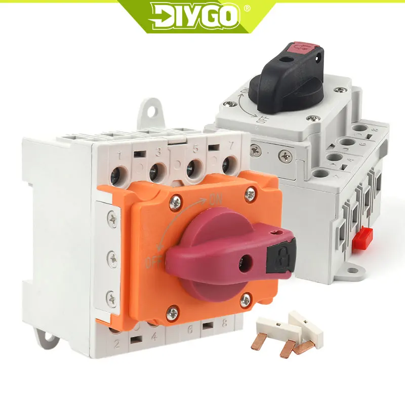 DIY GO 4P PV DC 1200V 32A Din Rail Solar Rotating Handle Isolator Rotary Switch Disconnector For Solar PV Distribution Box