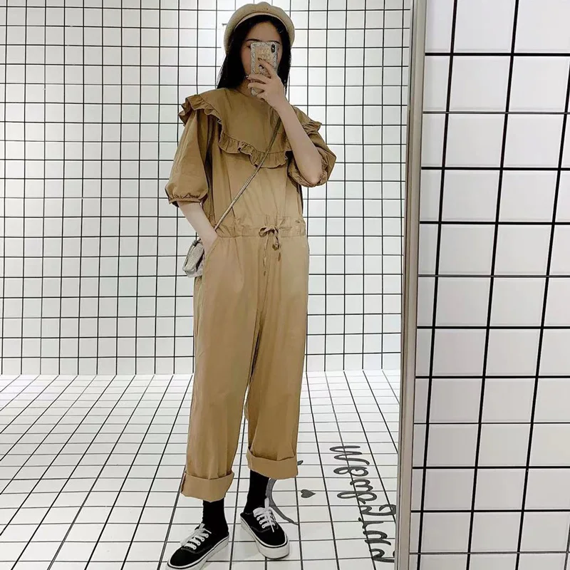 2024年夏 ファッション ワイドレッグパンツ カジュアル 多用途 ルーズ 通勤 ワークウェア トラウザーズ オリジナル シンプルデザイン レディースジャンプスーツ