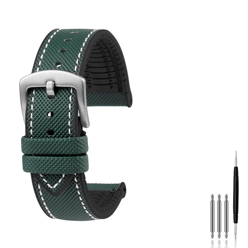 20/21/22/23/24 mm neues Design Hybrid FKM Uhrenarmband Unisex Fluorkautschuk Armband FPM Soft Strap für jede Marke wasserdichte Uhr
