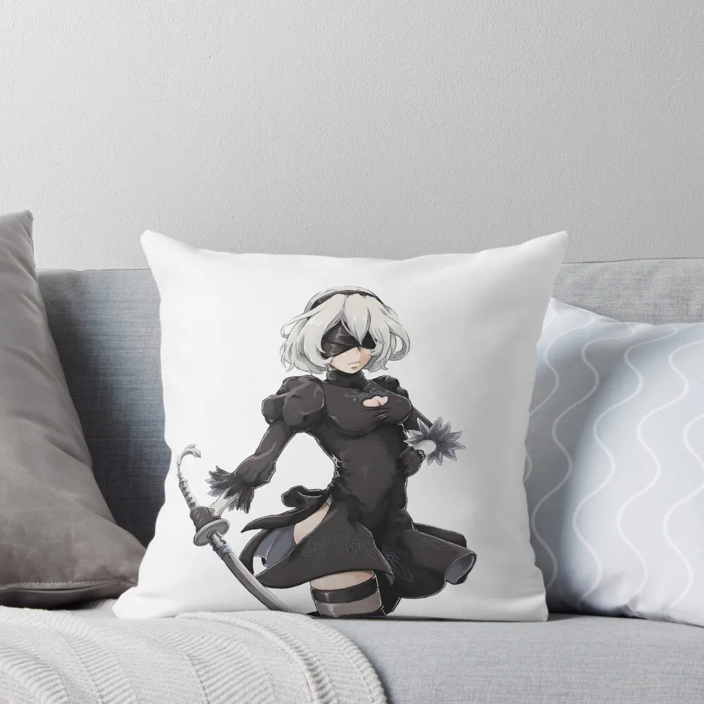 

NieR Automata - 2B Throw Pillow Decorative Pillow Covers For Sofa Anime Christmas Pillow Cases Embroidered Cushion Cover