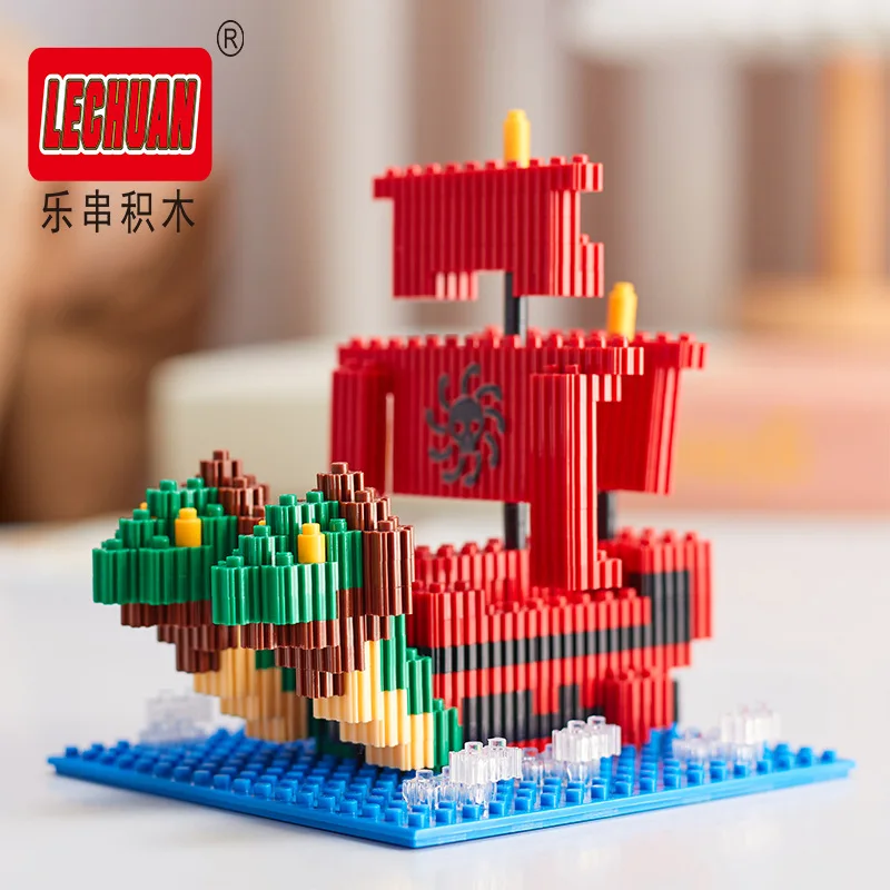 Thousand Sunny Linkgo Building Blocks One Piece Pirate Ship 3D Model Polortang Going Merry Connection Mini Bricks Figure Toys