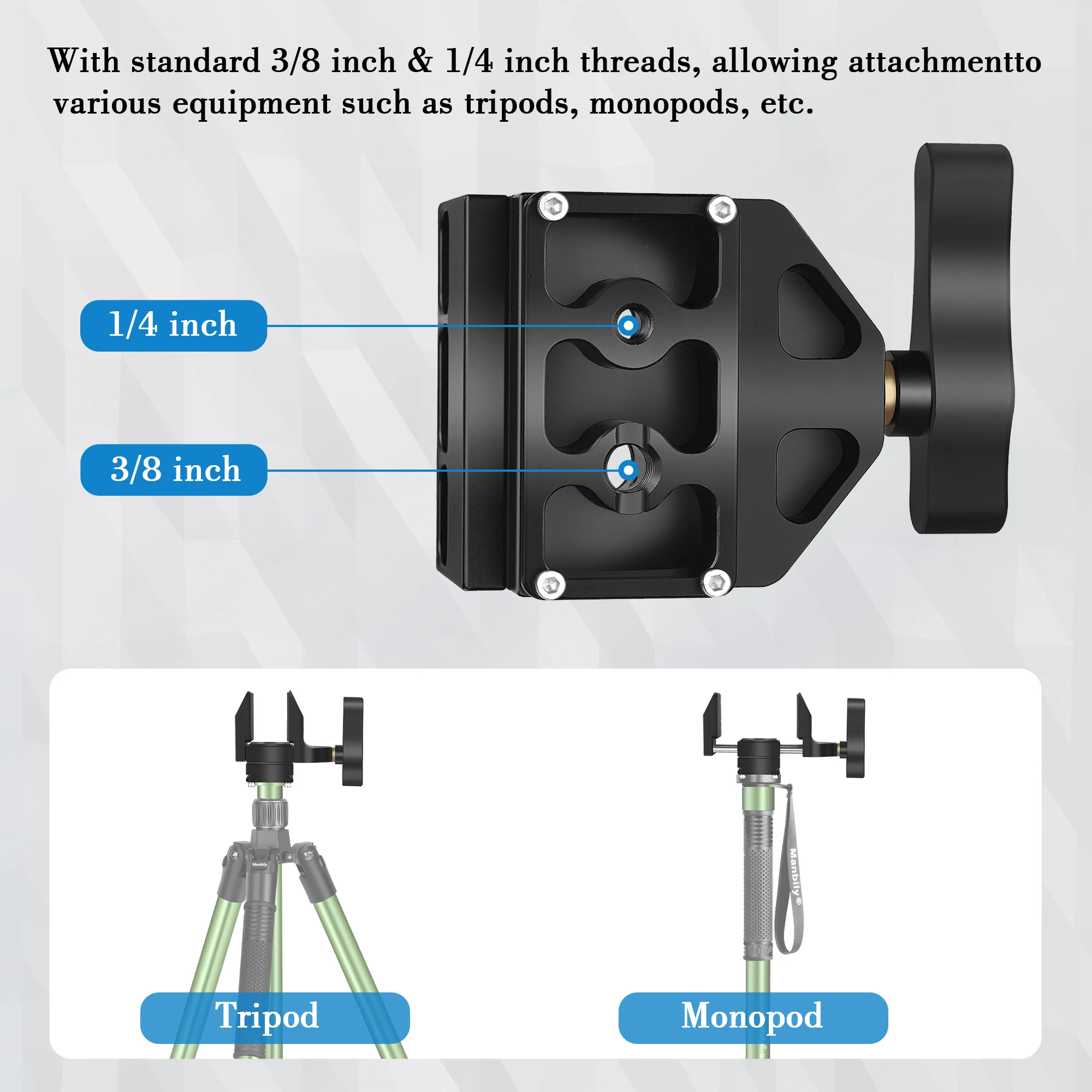 Manbily Rifle Clamp Saddle Tripod Mount for Hunting From 30-75mm Metal Tripods Clamping Shooting Rest