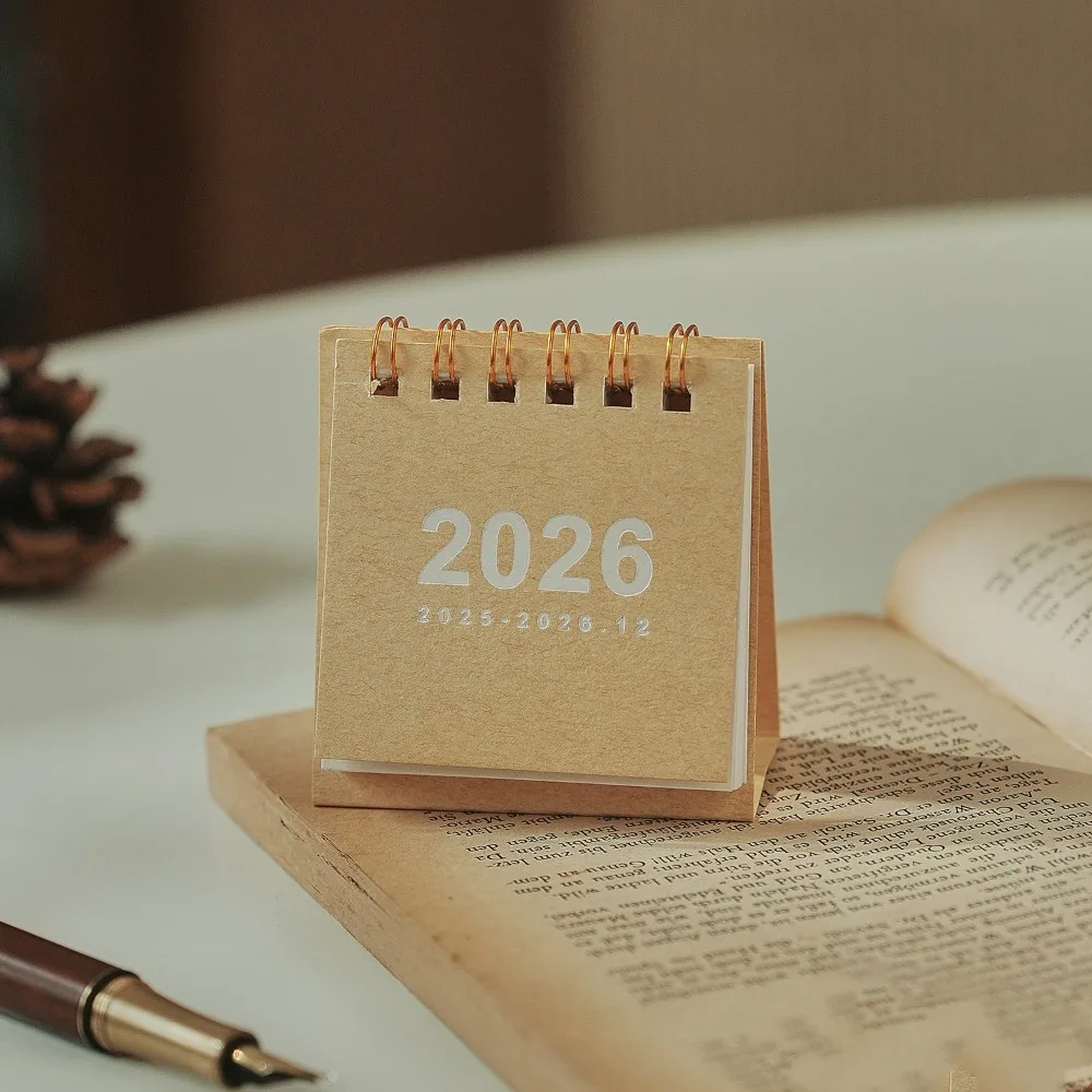 

Month Date Display 2026 Mini Desk Calendar Solid Color Coil Binding Horse Year Calendar Simple Date Planner Monthly Planner