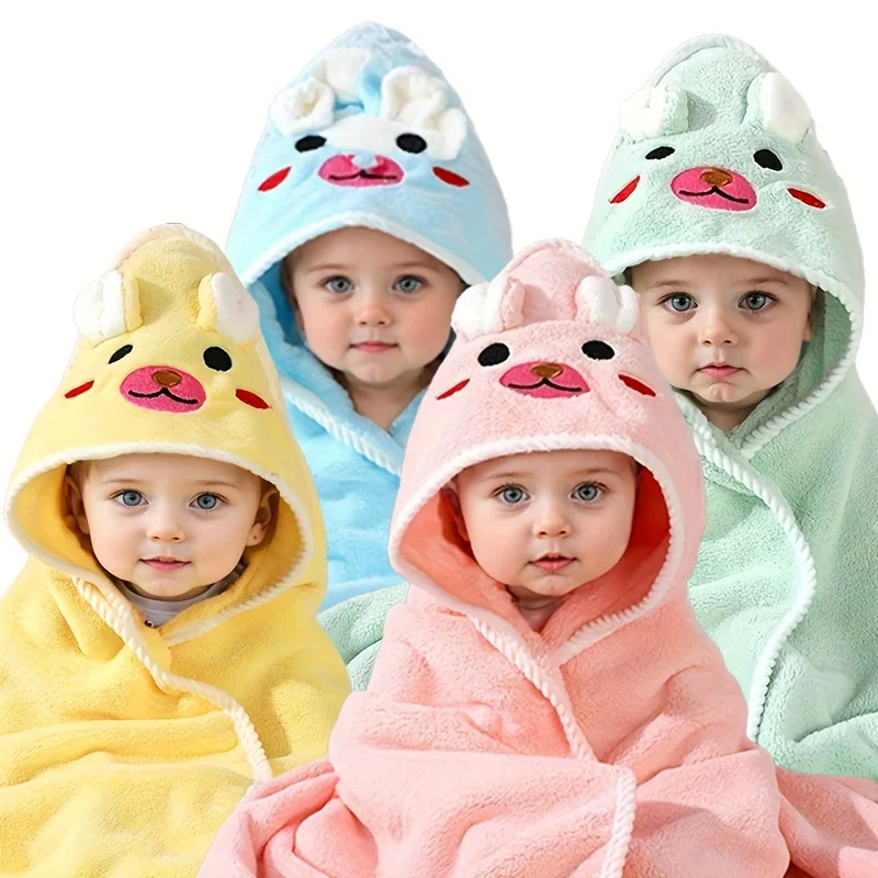 1 Piece 80cm X 80cm Large Size Bath Towel Made of Polyester Coral Fleece, Can Be Used as a Towel, with Cute Cartoon Patterns Loved by Babies, Suitable for Newborns and Toddlers, Suitable for Boys and Girls, Super Soft and Highly Absorbent