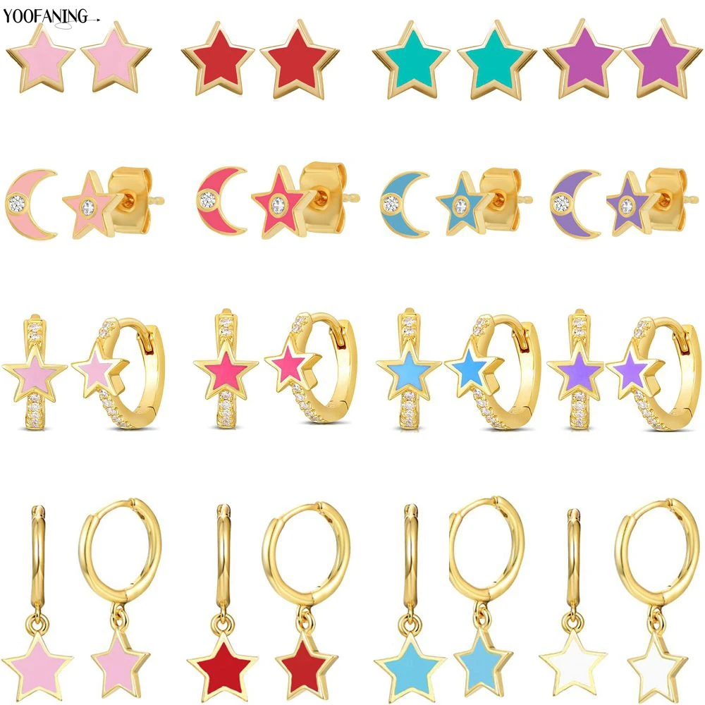 925 Sterling Silver Ear Needle Sweet Cute Earrings Star Series Design Fashionable Women Earrings Single Item Jewelry Party Gift