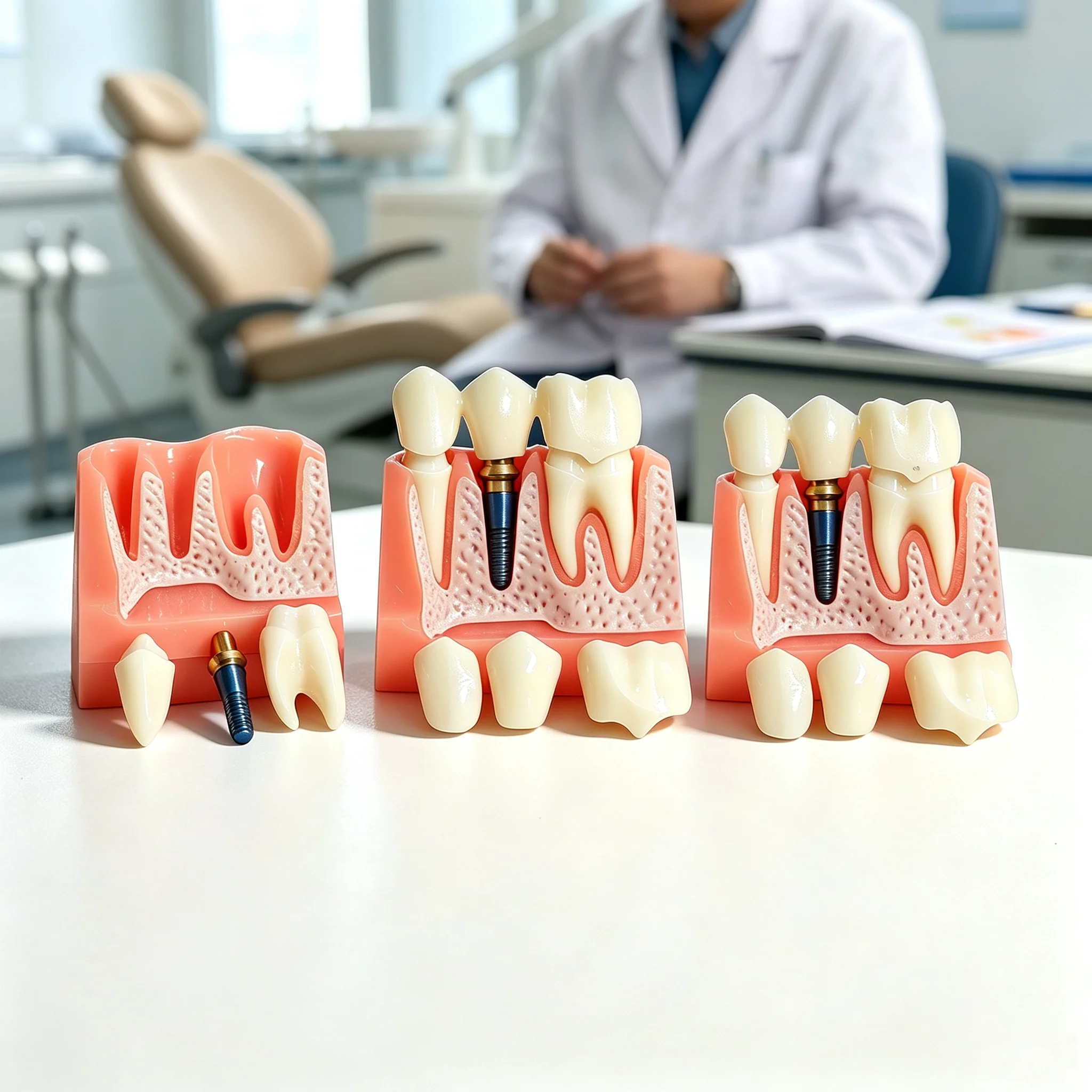 4 Times Dental Implant Demonstration Model, Removable Crown Bridge Teeth Analysis Model Dental Teaching Tool for Denti