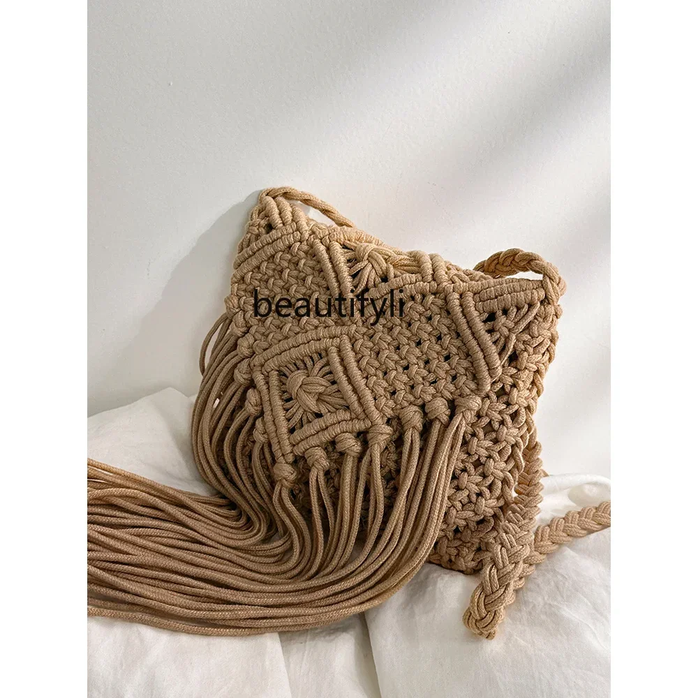 

L11 yj Hand-Woven Bag Summer Shoulder Bag Tassel Fashion All-Match Messenger Bag for Women