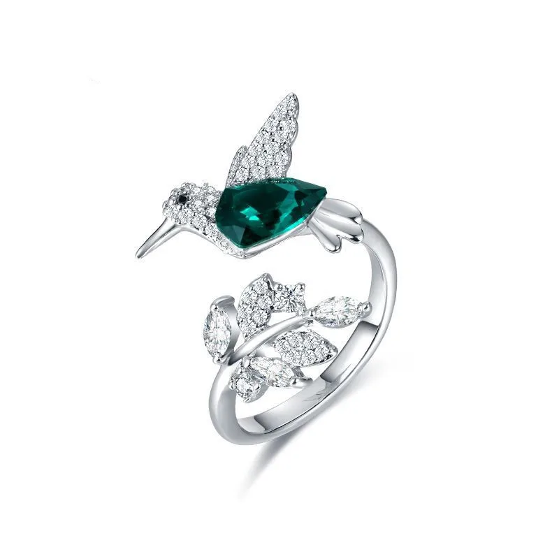 Hummingbird Ring S925 Sterling Silver Rings Adjustable Rings for Mom Wife Girlfriend