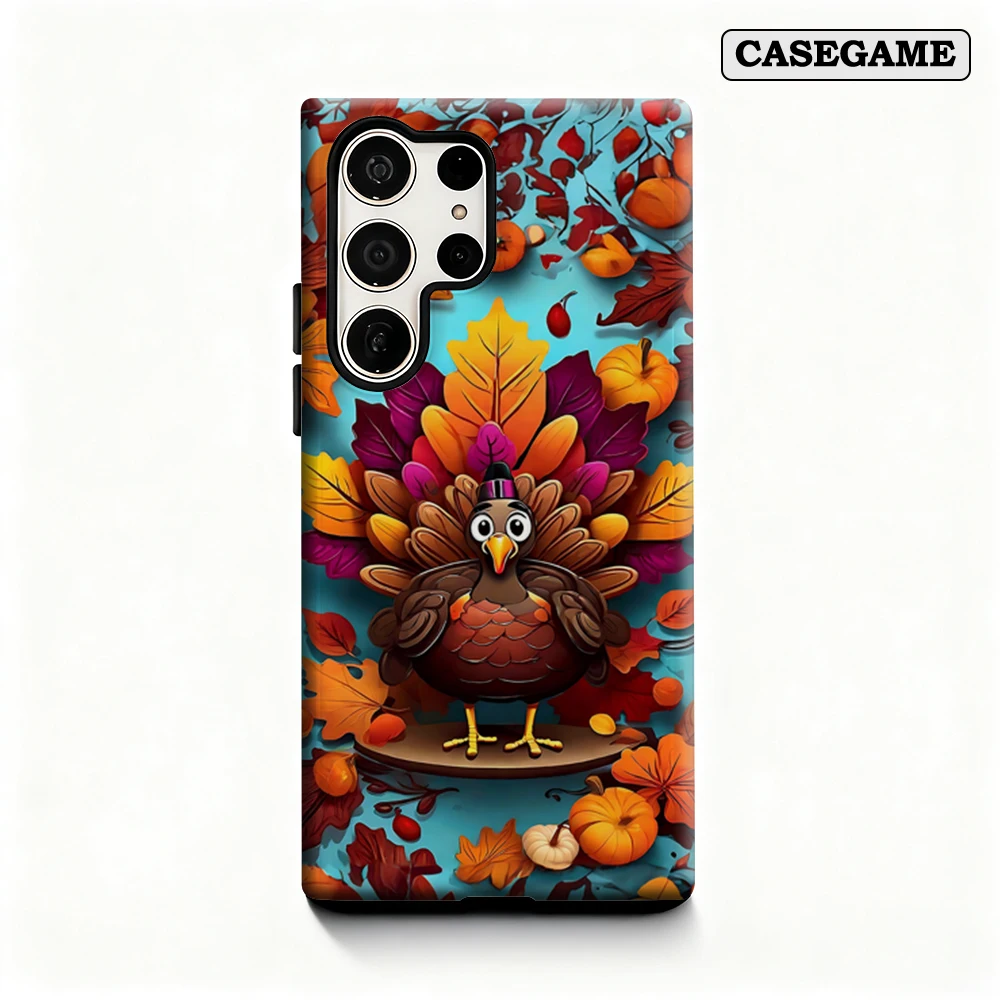 Turkey Harvest Phone Case for Samsung Galaxy S25 Ultra S24 S23 Ultra Plus Shockproof Double Layer Back Cover