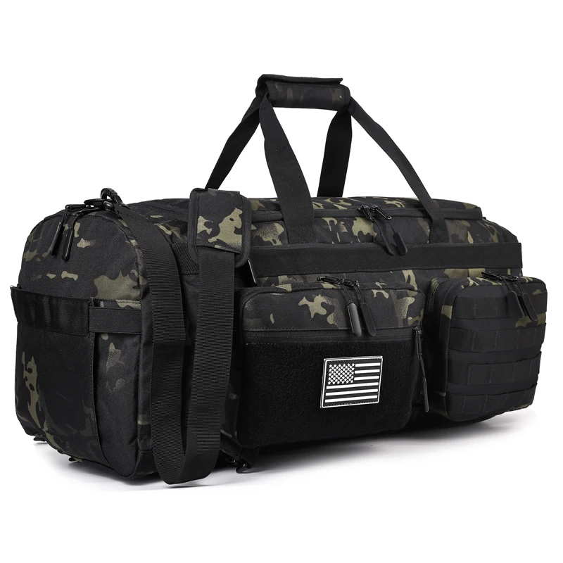 50L 3 in 1 Travel Duffle Bag Men Large Gym Sports Bags Tactical Military Duffle Backpack with Shoes Compartment & Wet Pocket