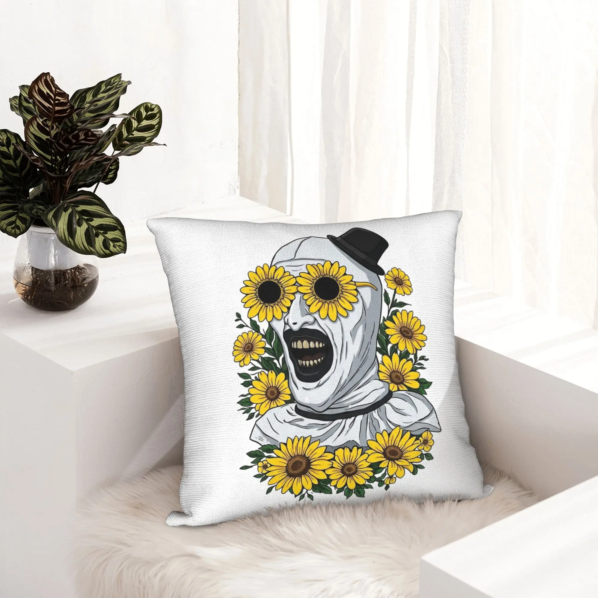 Terrifiers Art The Clown Pillowcase Soft Cushion Cover Decorations Halloween Throw Pillow Case Cover Home Zippered