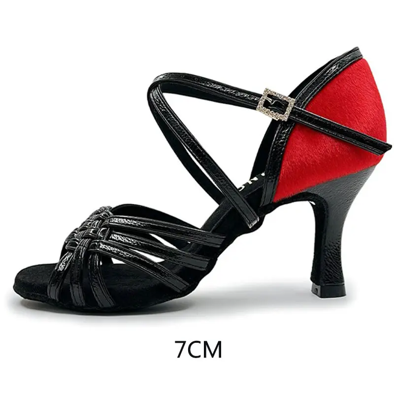 

Women's Latin Dance Shoes Rhinestone Suede Sole Professional Performance Ballroom Salsa Tango High Quality Heels Girls Sandals