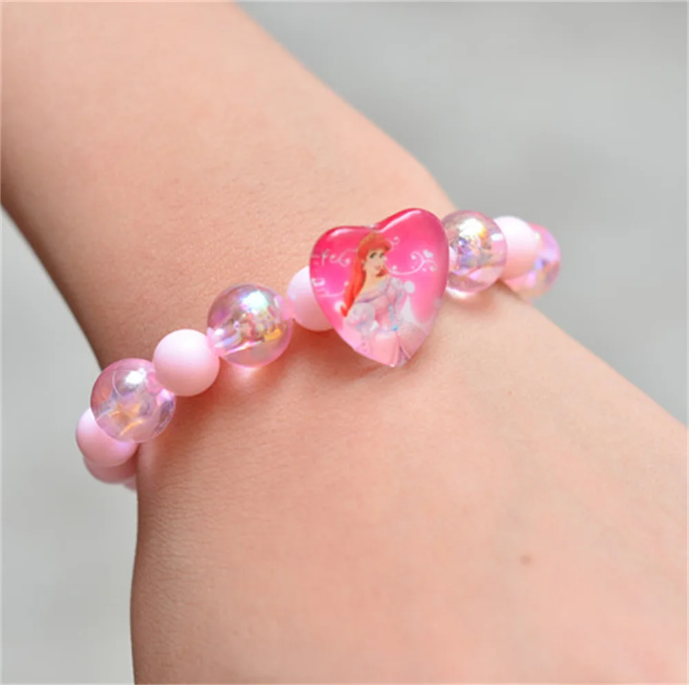 Frozen Elsa Princess Anna Cartoon Kids Girls Glitter Bracelet Colorful Beaded Jewelry Children Toys Gifts for Birthday view 5