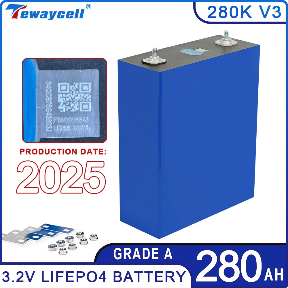 

280K V3 3.2V 280Ah Lifepo4 Cells Grade A Lithium Iron Phosphate Rechargable Akku Battery Pack Actual 308AH Solar RV EU TAX FREE