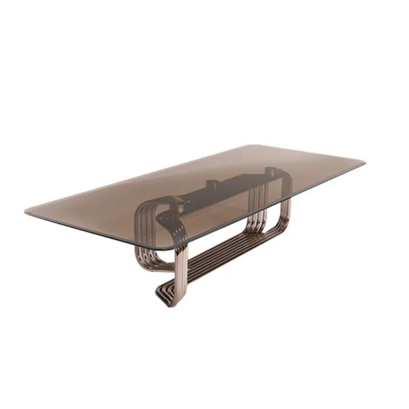 

Italian light luxury modern simple small apartment living room home designer rectangular mobile tempered glass coffee table