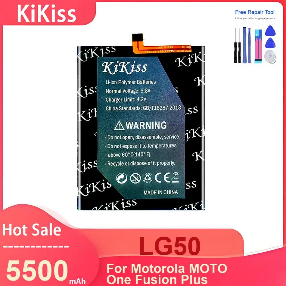 

Аккумулятор для мобильного телефона KiKiss для Motorola MOTO One Fusion Plus, LG50, 5500 мАч, с инструментами