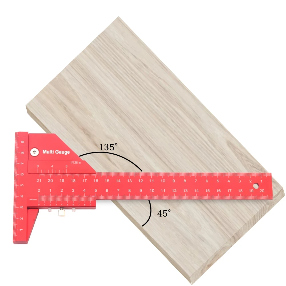 Profissional Dupla Função Scriber Gauge, Medição e Marcação, Alumínio Framing Tool para Carpintaria com Métrica e Polegada Scale