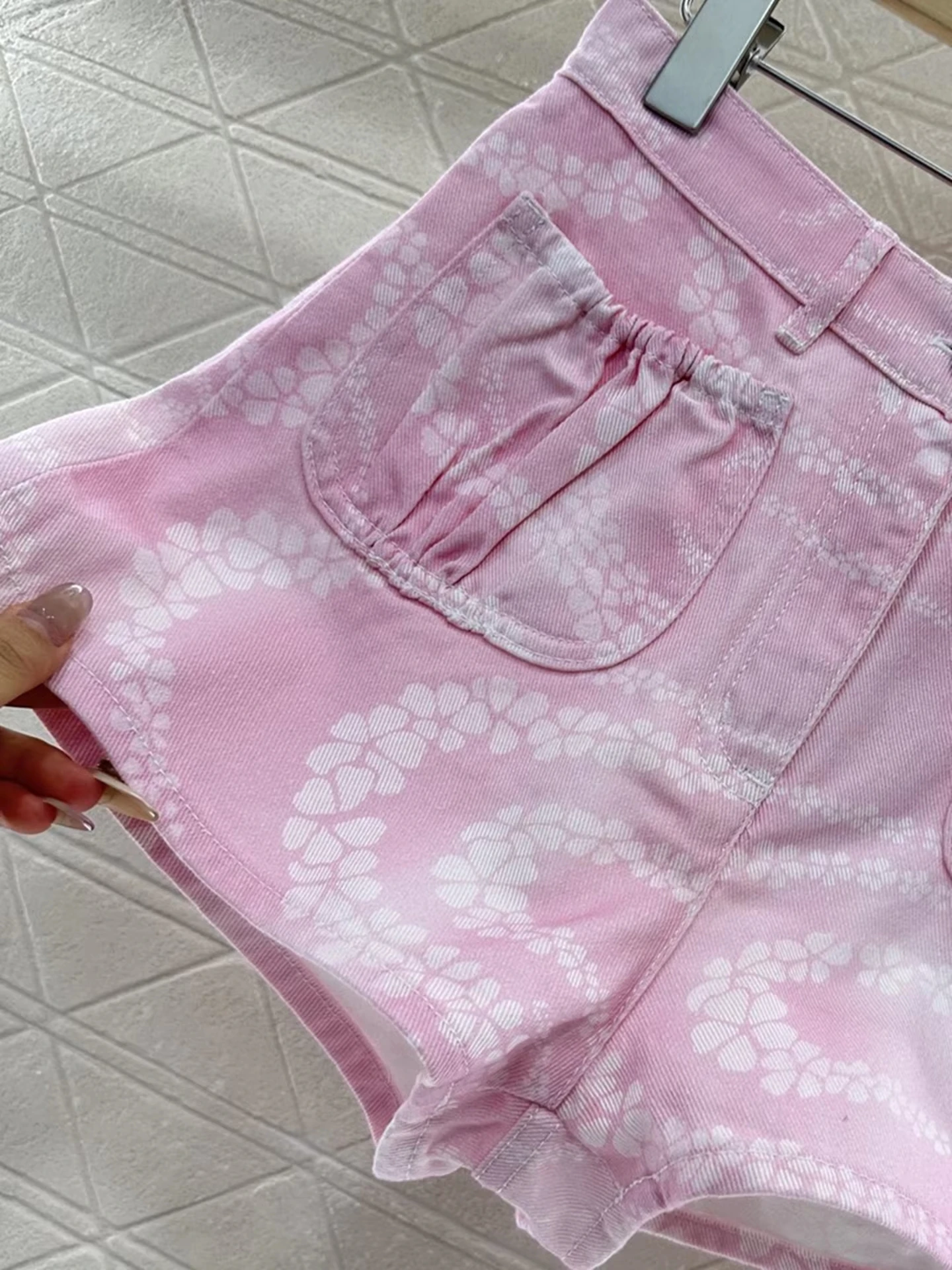 Designer Brand Spring Summer Cotton Floral Printing Button Denim Shorts Trendy Classical Basics Casual Slim Female Clothes