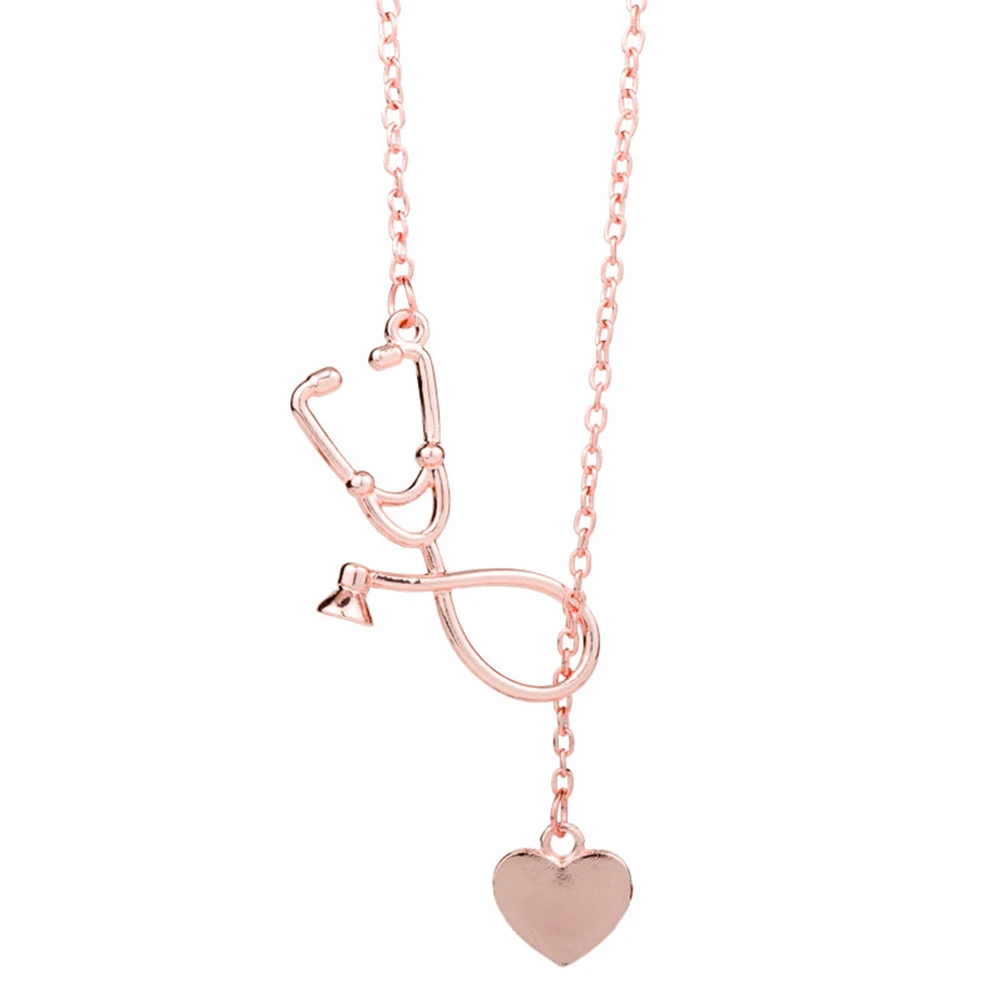 

Heart Shaped Stethoscope Pendant Necklace Women Elegant Fashion Jewelry Gift Idea Anti Allergy Alloy Valentines Birthday Present