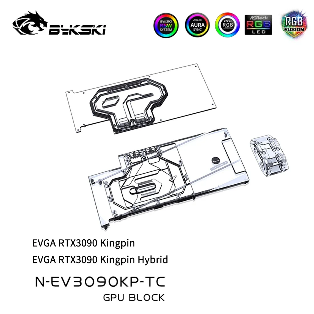 Bykski N-EV3090KP-TC GPU Block for  EVGA RTX3090 Kingpin Hybrid Backplane / Full Cover Water Cooling Video Card Copper Radiator