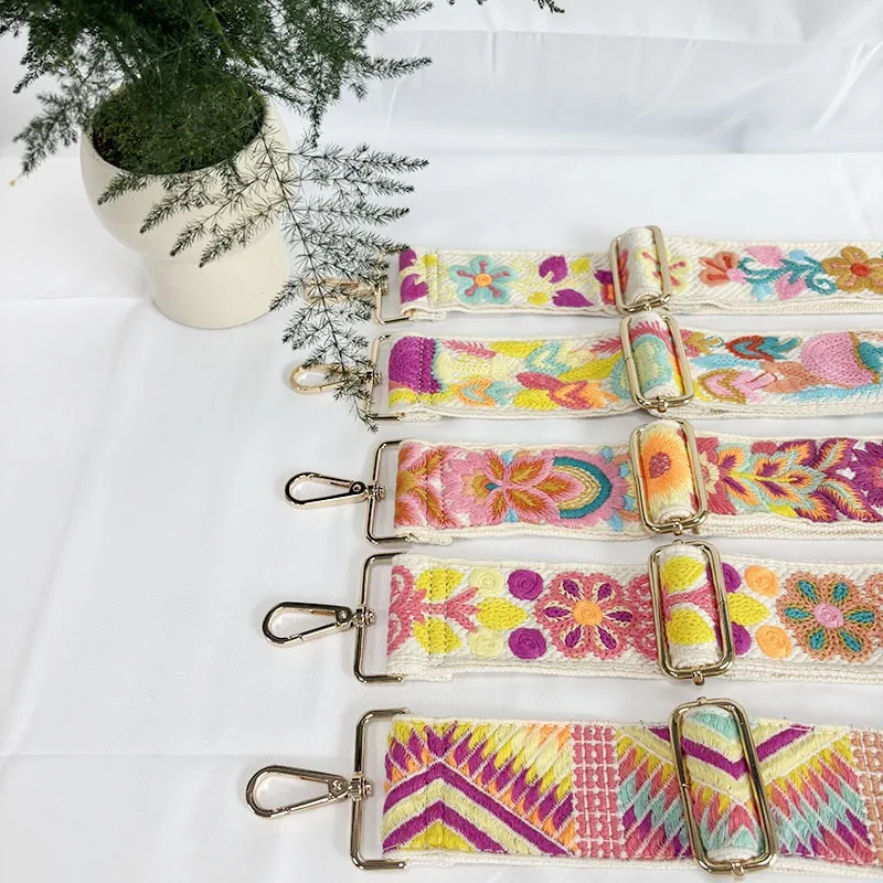 Embroidery Flower Purse Strap Replacement Crossbody for Handbags Women Guitar Strap 2 inch Wide Adjustable Bag Straps