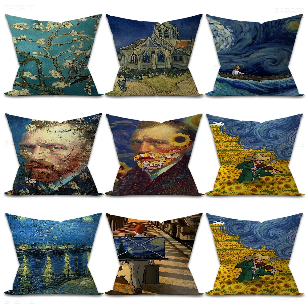 Van Gogh Oil Painting Pillow Gifts Home Office Furnishings Bedroom Sofa Car Cushion Cover Case 45x45cm