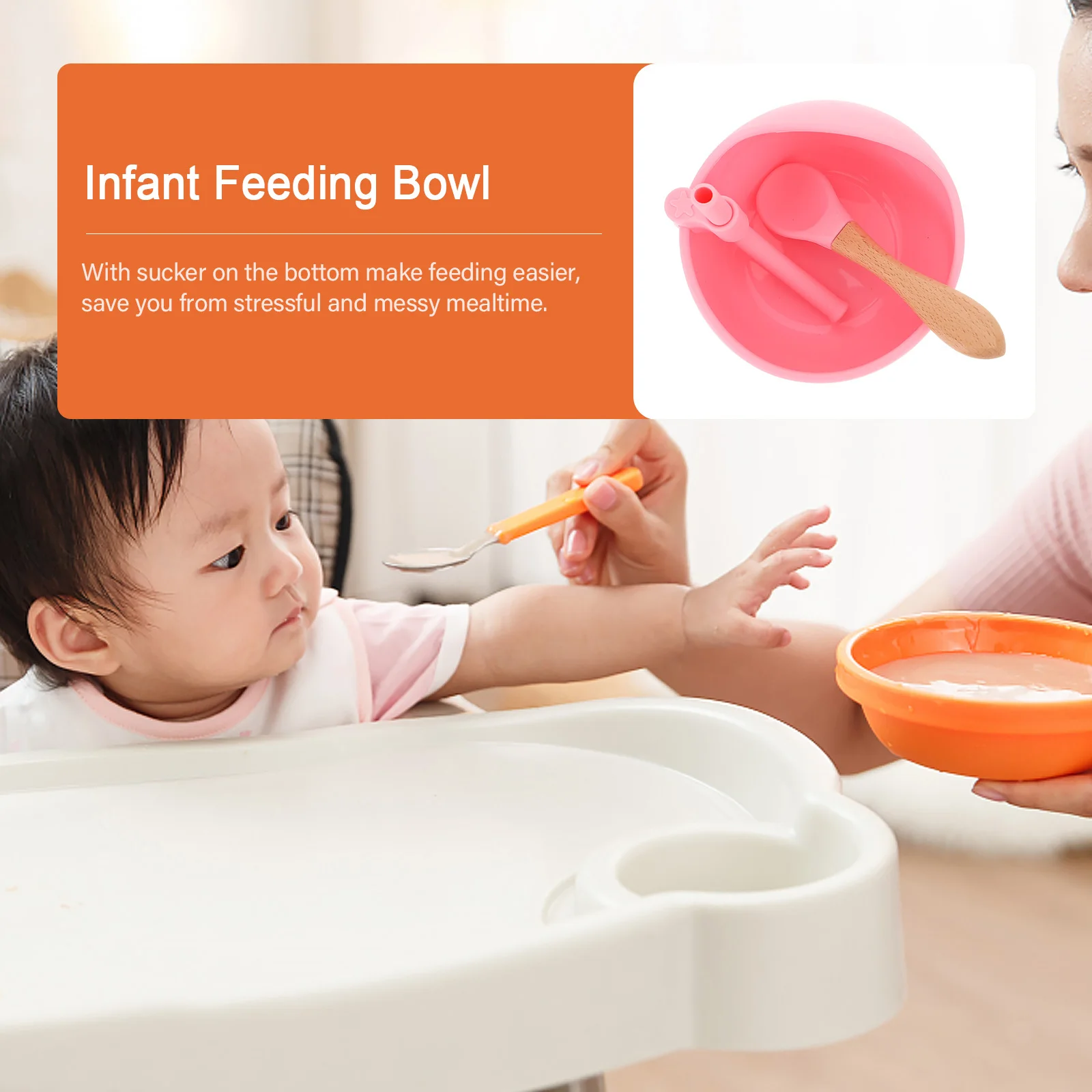 

1 set Silicone Baby Feeding Bowl Set Large Capacity Suction Base For Infant Weaning Eating Training Dish Dampen Press Down