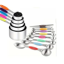 14pcs/set, Measuring Cups And Spoons Set, Stainless Steel Measuring Cups And Spoons Set, Including 5 Stackable Measuring Cup 8 D