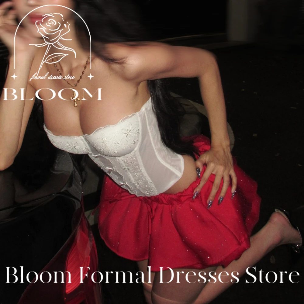 Bloom personalizado sem mangas espartilho vestido de cocktail sexy contraste cor de duas peças senhoras vestidos para ocasião especial a linha mulher