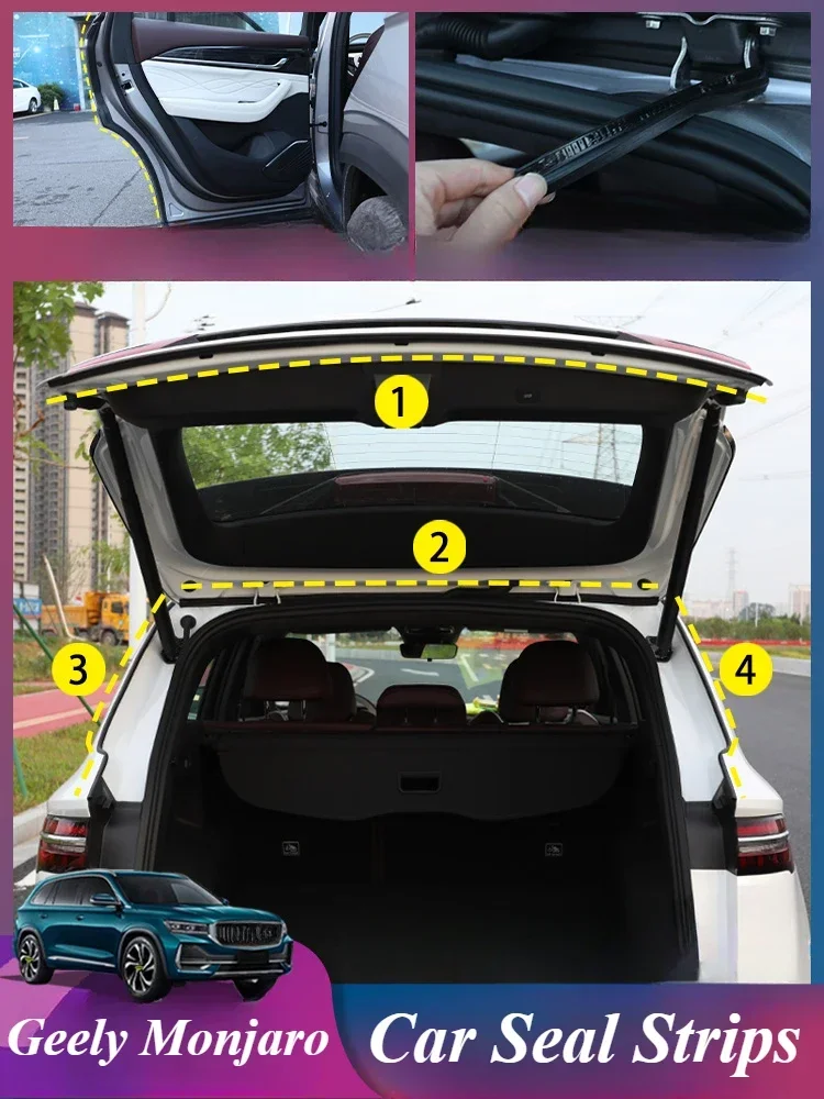 Full car For Geely Monjaro sealing strip door sound insulation gap strip waterproof and dustproof rubber strip modification