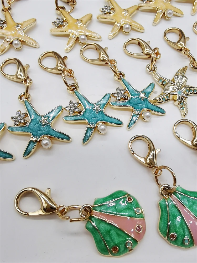5PCS Strass Seestern Schuh Anhänger Dekorationen Schnürsenkel Charms DIY Schnürsenkel Schnallen Lustige Shell Schuh Clips Zubehör – Detail 5