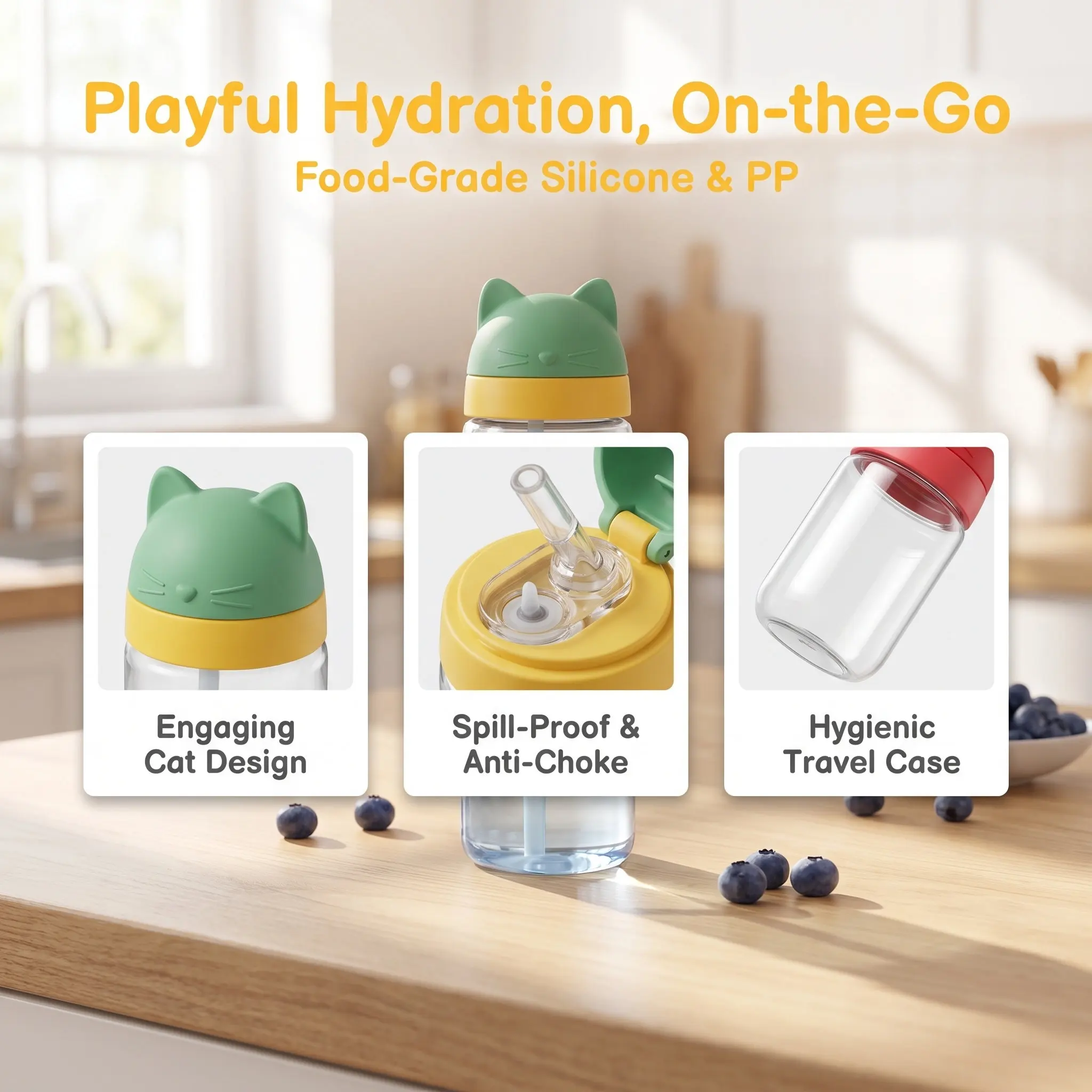 2Pcs Water Bottle Caps for Spillproof Anti-Choking Straw Bottle Lids Storage Carry Case Travel Small Lid Covers Lids