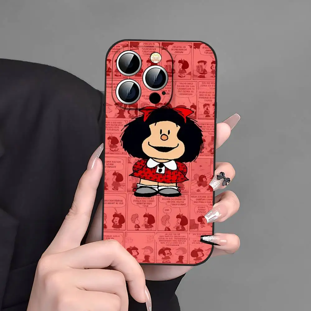 لطيف الكرتون مافالدا جراب هاتف جراب هاتف آيفون 17 16 15 14 13 12 11 X XR XS زائد برو ماكس غطاء أسود ناعم صغير #6