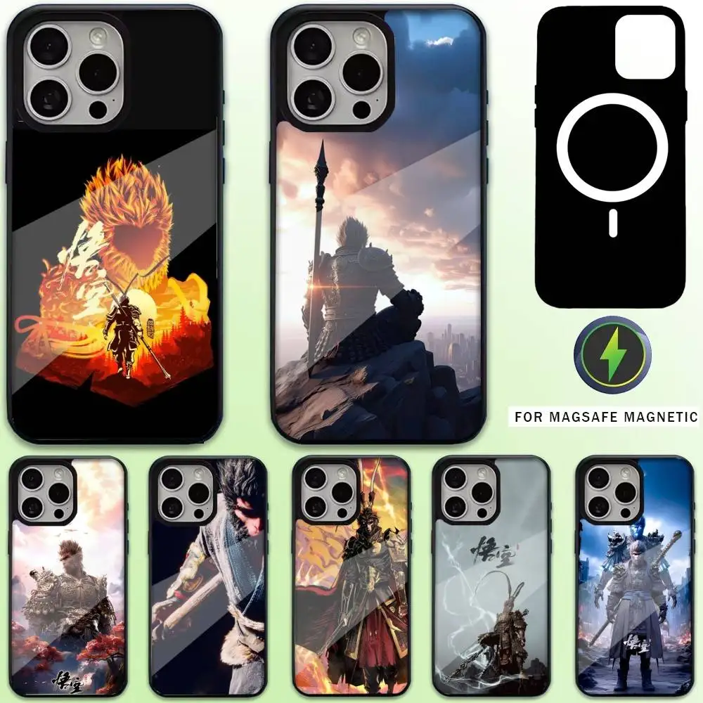 

Games Black Myth S-Sun Wukong Phone Case For iPhone17,16,15,14,13,12,11 Plus,Pro Max Magnetic For Magsafe Wireless Charging