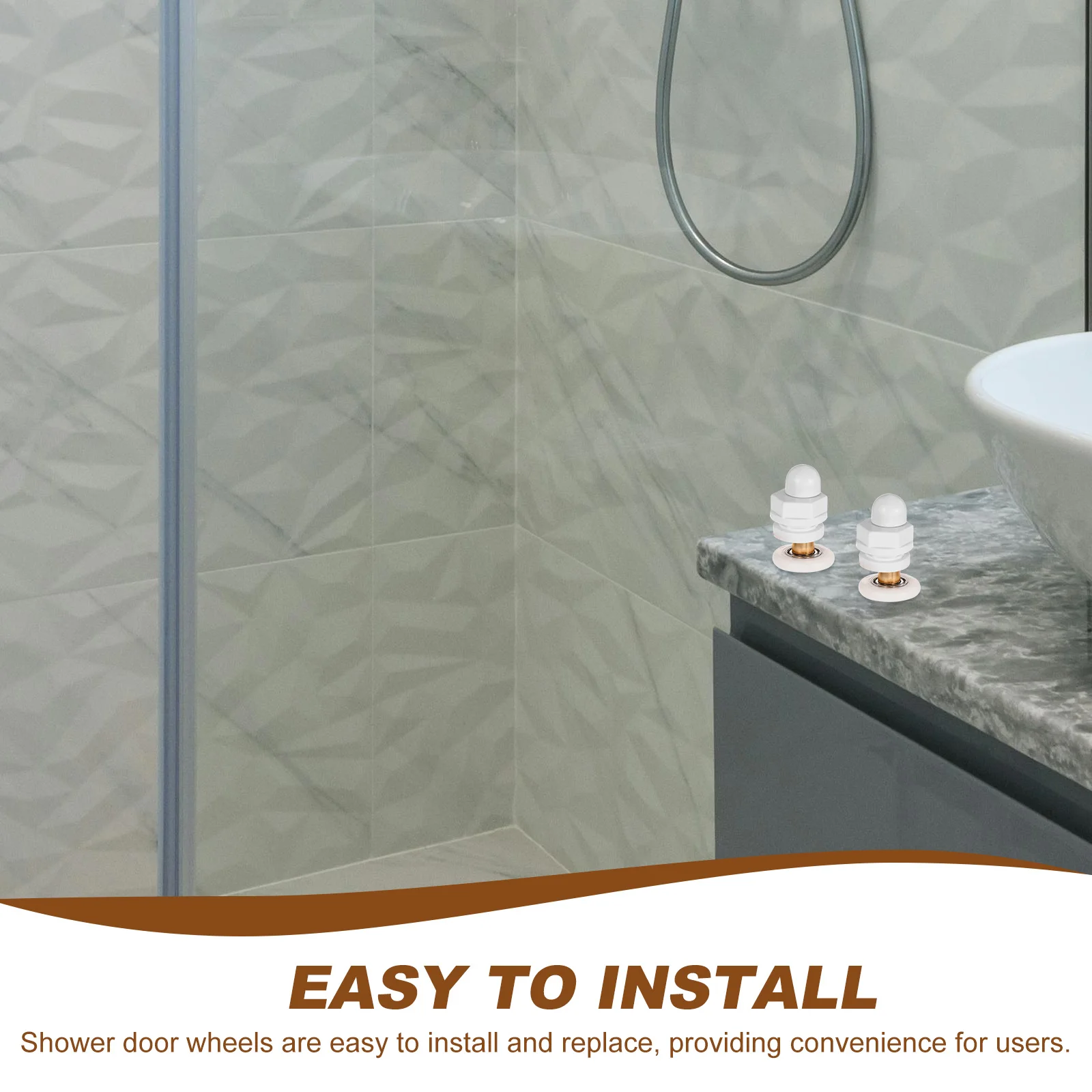 

6 шт., стеклянные направляющие для душевой двери, ролики, сменные колеса, раздвижная фурнитура для ванной комнаты, детали, прочный нейлон, металл, длинные