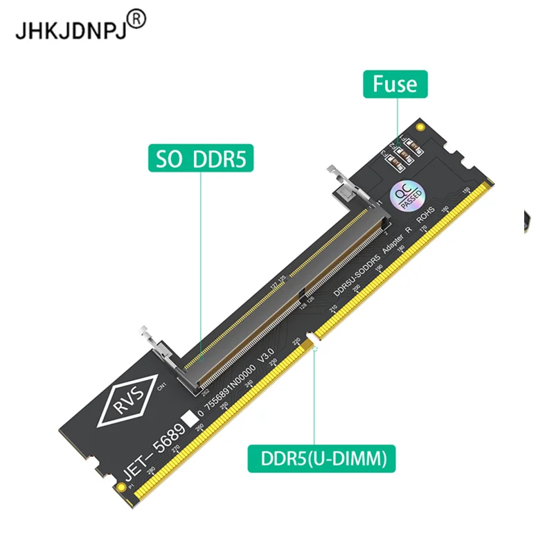 Laptop DDR5 RAM to SO DDR5 U-DIMM Desktop Adapter Card, Memory Tester SO DDR5 to DDR5 U-DIMM Converter