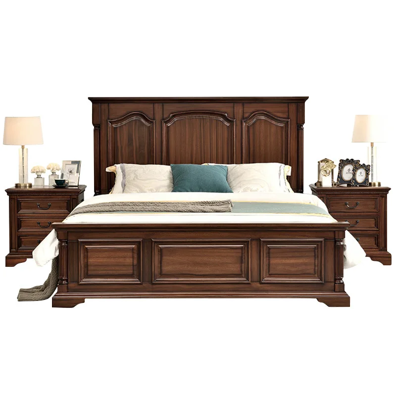 

American, retro, all solid wood, double bed, simple, master bedroom