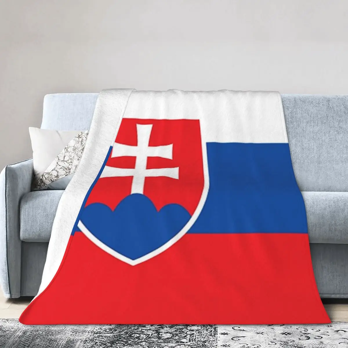 Slovakia Flag Blanket Soft Warm Flannel Throw Blanket Bedding for Bed Living room Picnic Travel Home Sofa