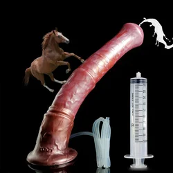 Realistic Horse Dildo Ejaculating Fantasy Long Animal Penis Silicone Anal Dildos For Masturbator Sex Toy For Women Men