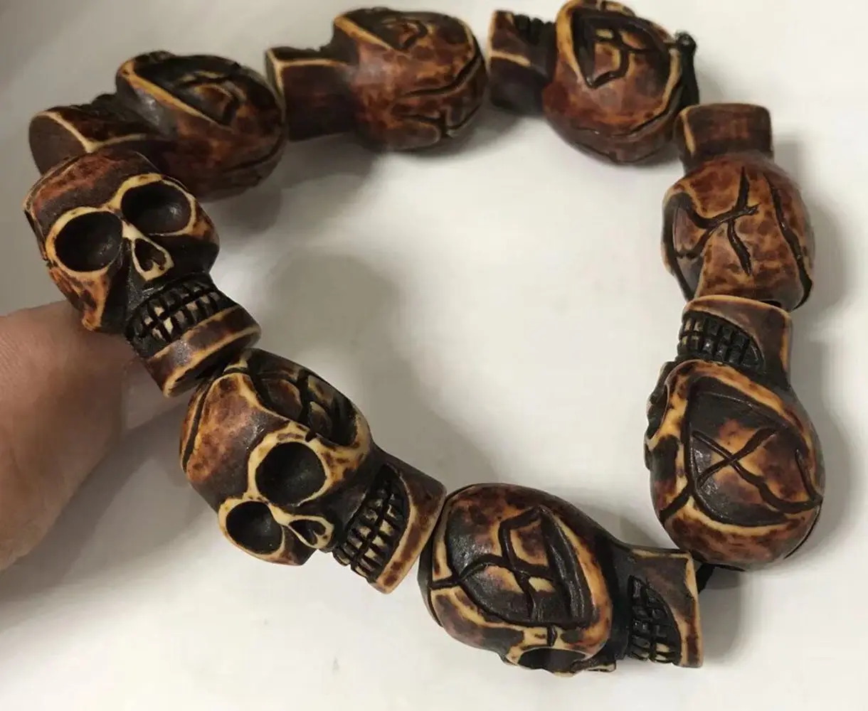 

5 pcs Handmade Rock Skull Charm Bracelet Rock Prayer Bracelet Bangle Cuffs Jewelry