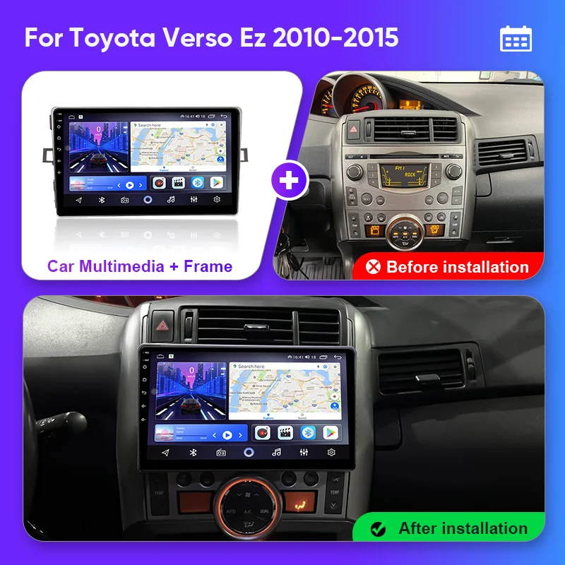 MAMSM Car Radio For Toyota Verso R20 2009 - 2018 Android 12 Multimedia Video Player GPS 4G Carplay Autoradio 2K QLED Stereo DSP