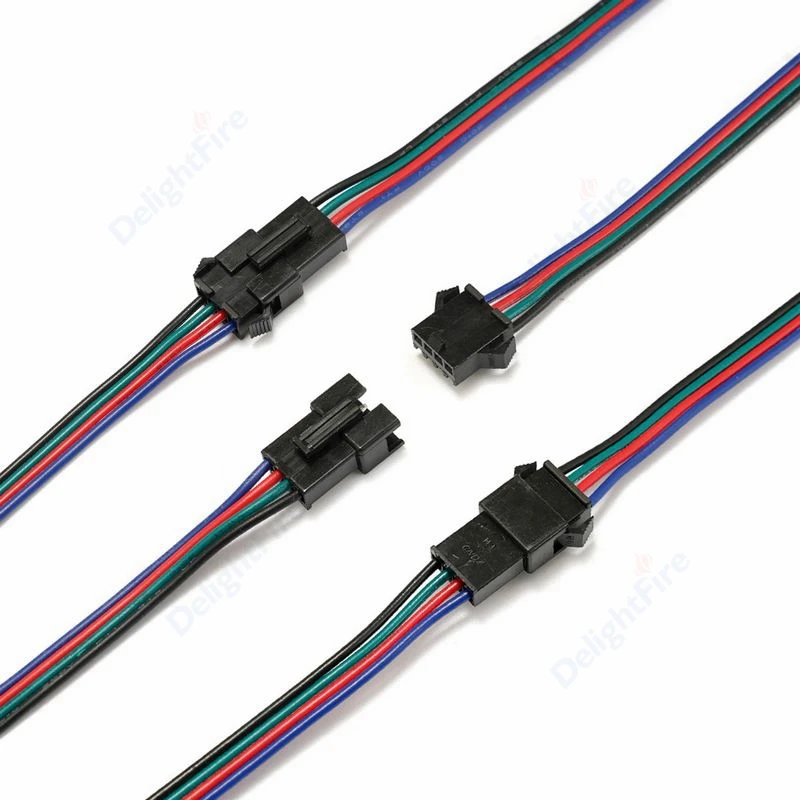 2/3/4pin SM JST Female Male LED Connector Extension Cable 60cm 5V 12V Electric Wire For WS2812B Pixel RGB LED Rigid Strip Light