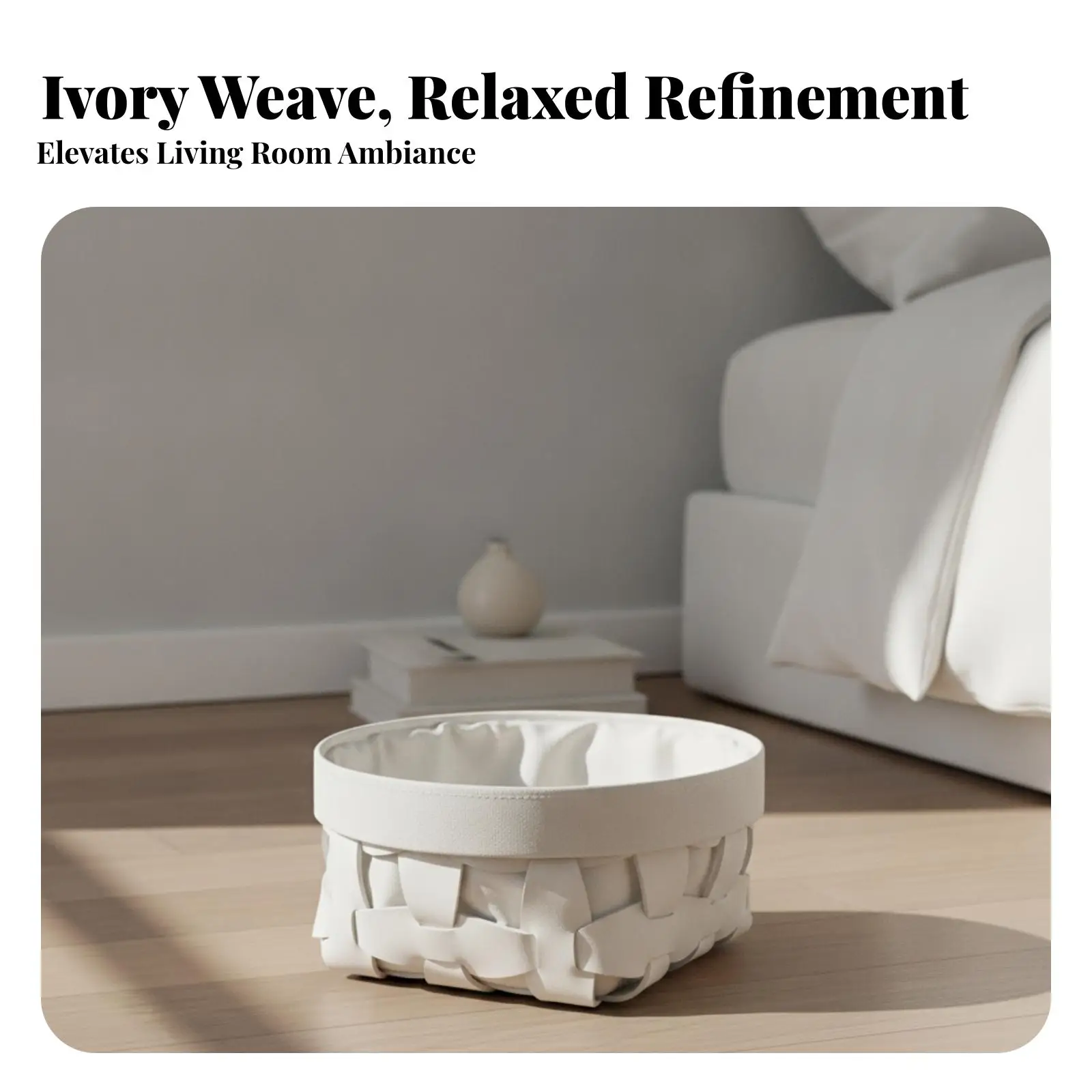 Compact Foldable Woven Storage Basket with Leather Texture and Linen Interior for Laundry and Toy Organization