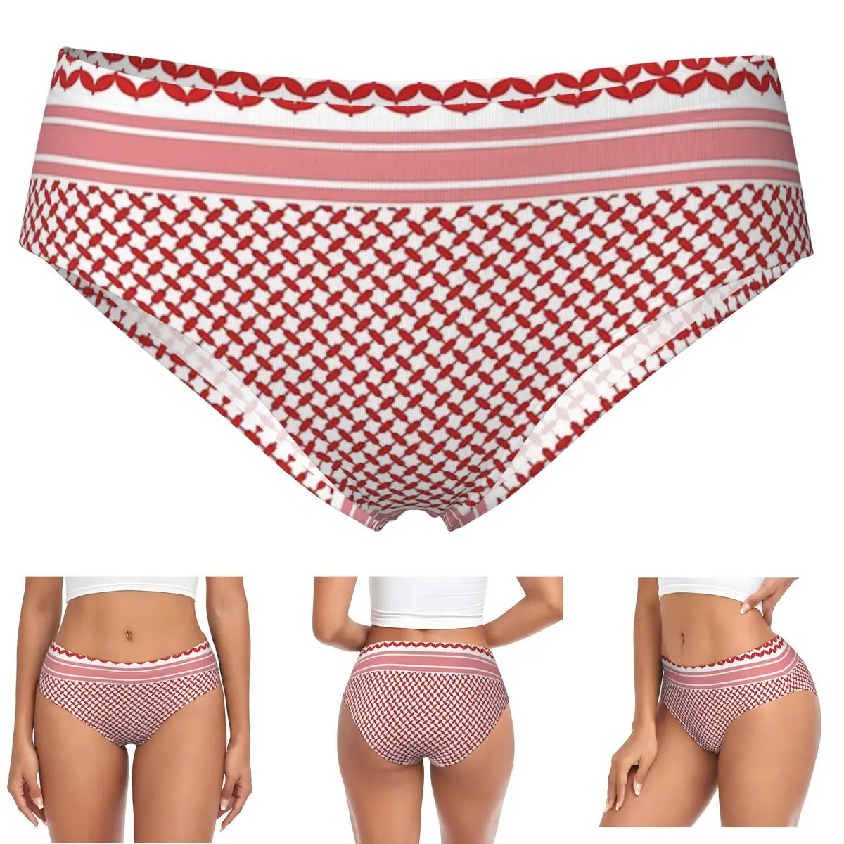 Custom Jordanian Shemagh Design Panties Briefs Women's Comfort Briefs Underwear Breathable Female Underpants