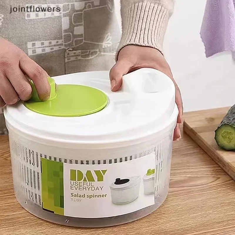 

1Pc/Household Vegetable Salad Dehydrator Kitchen Vegetable Washing Hand-Cranked Spinner Double-Layer Draining Vegetable Basin Se